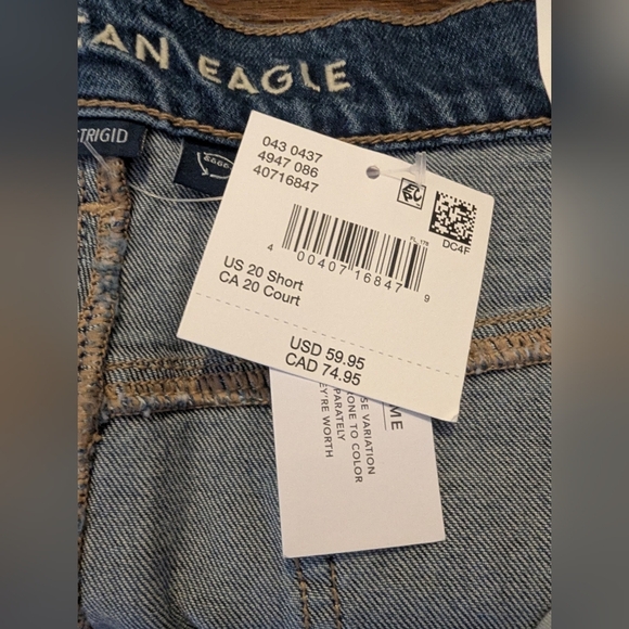 AE Dreamy Drape Stretch Ripped Low-Rise Baggy Flare Jean Size 20 Short NWT - Picture 5 of 7